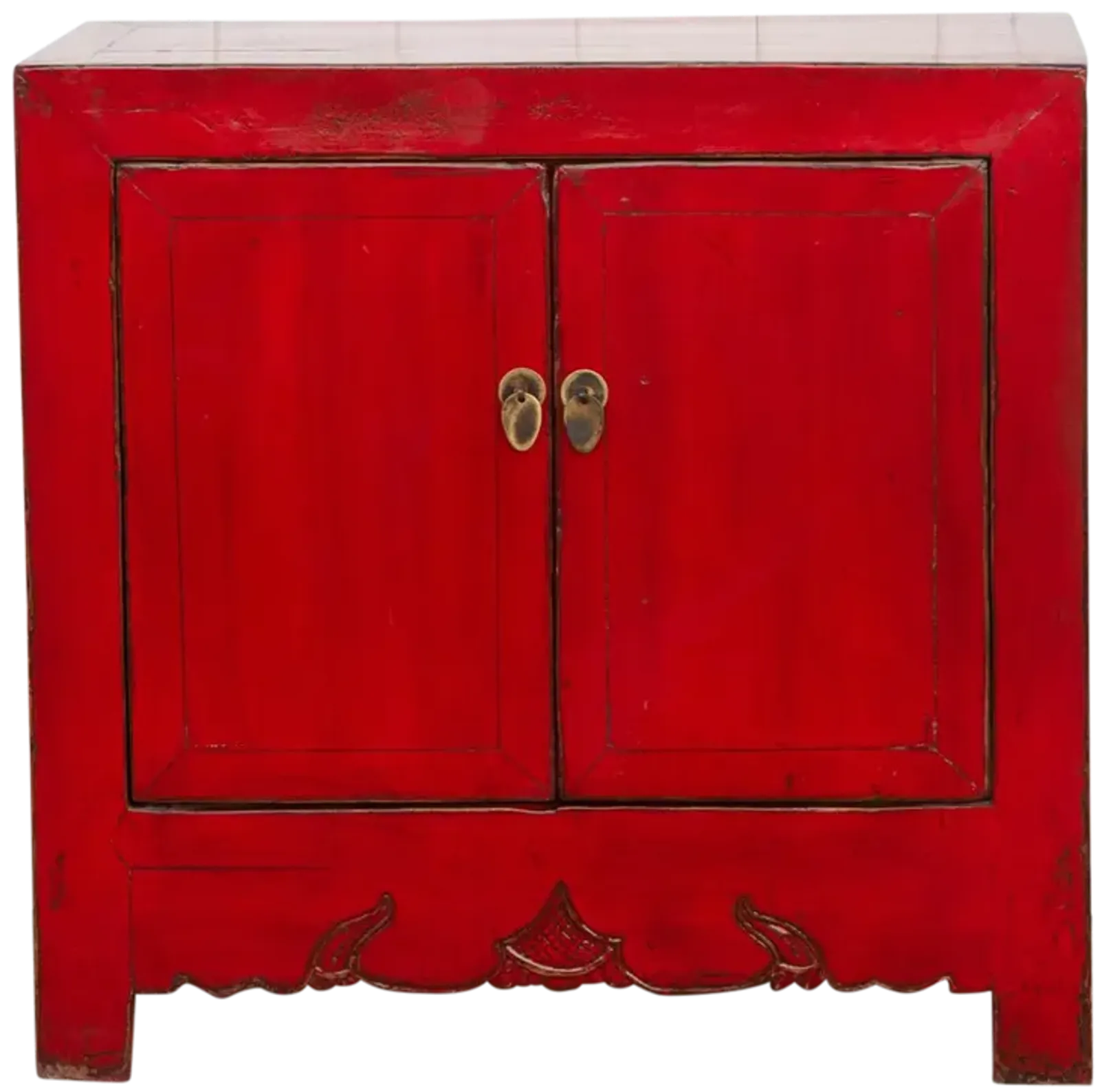 Two Door Ruby Red Chinese Cabinet