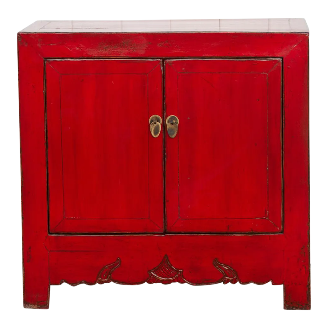 Two Door Ruby Red Chinese Cabinet