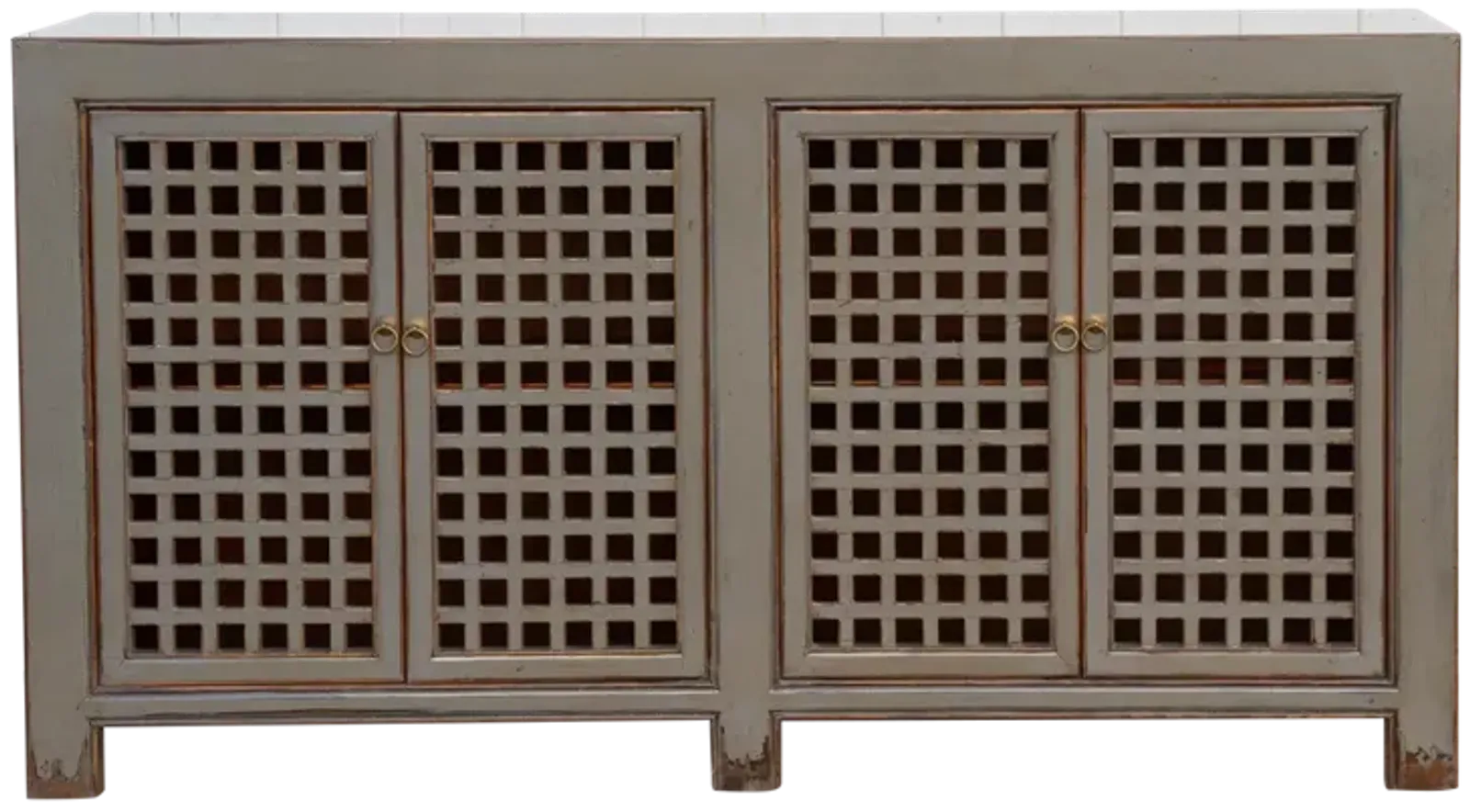 Stone Gray Painted Lattice Sideboard