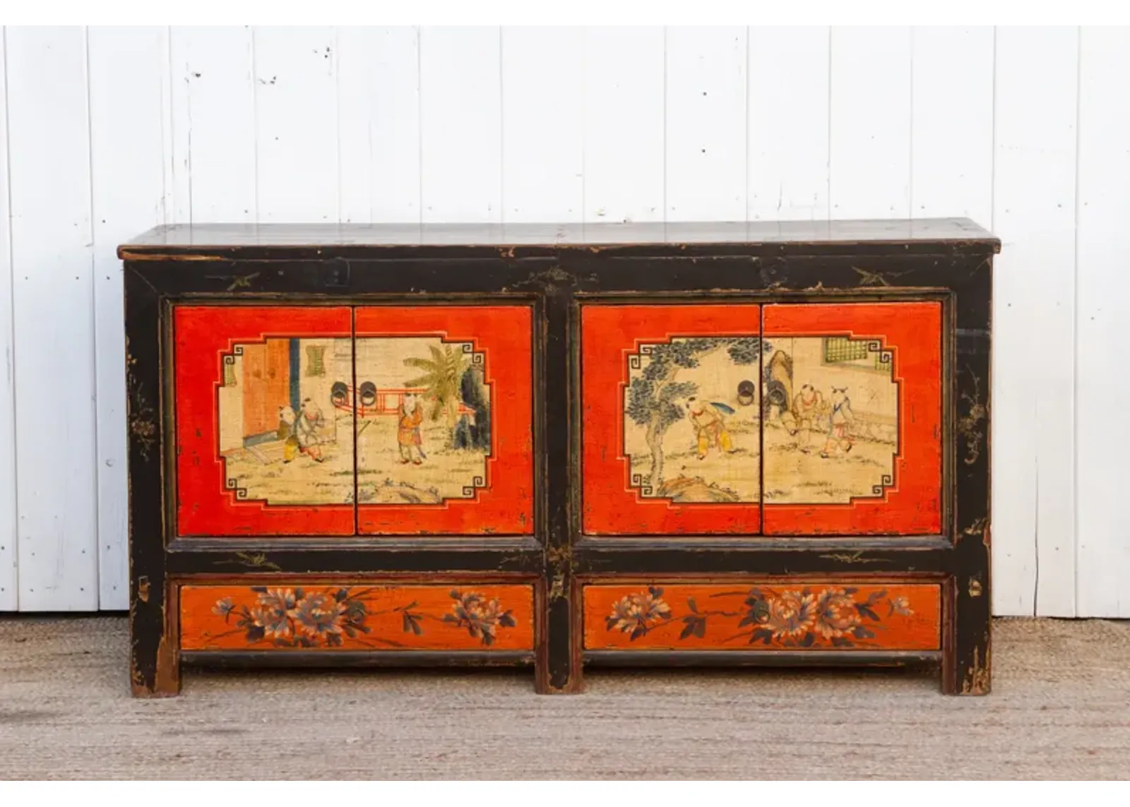 Red & Black Mongolian Sideboard Cabinet