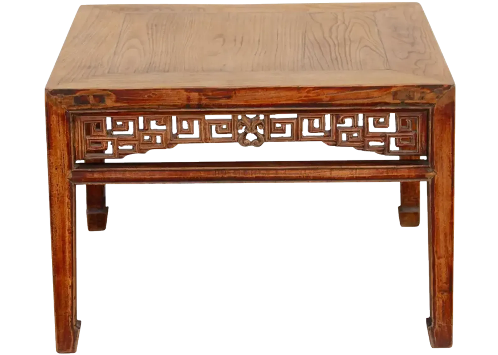 Finely Carved Antique Elm Coffee Table