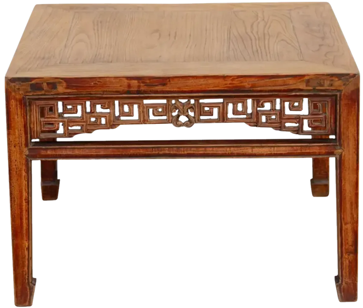 Finely Carved Antique Elm Coffee Table