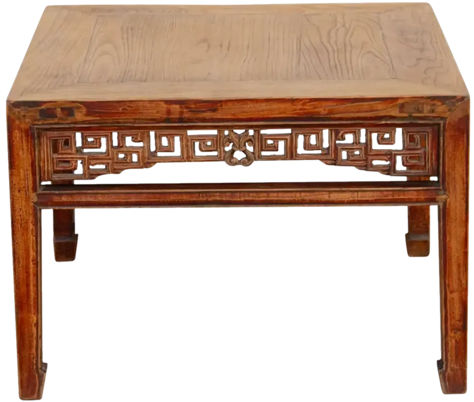 Finely Carved Antique Elm Coffee Table