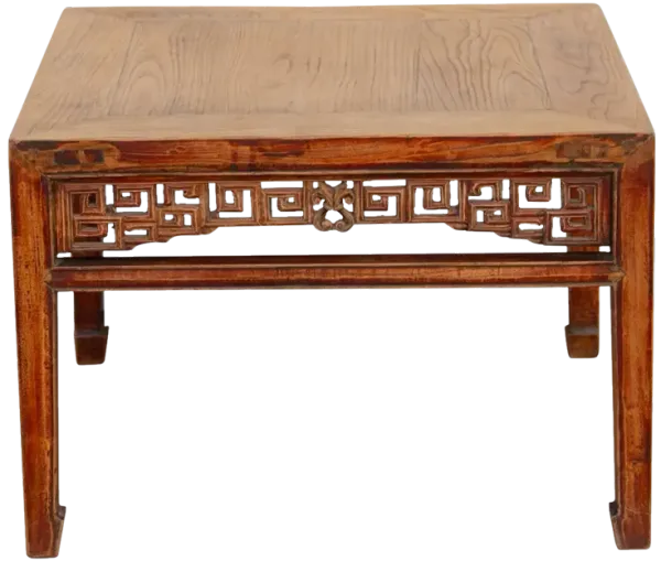 Finely Carved Antique Elm Coffee Table - de-cor