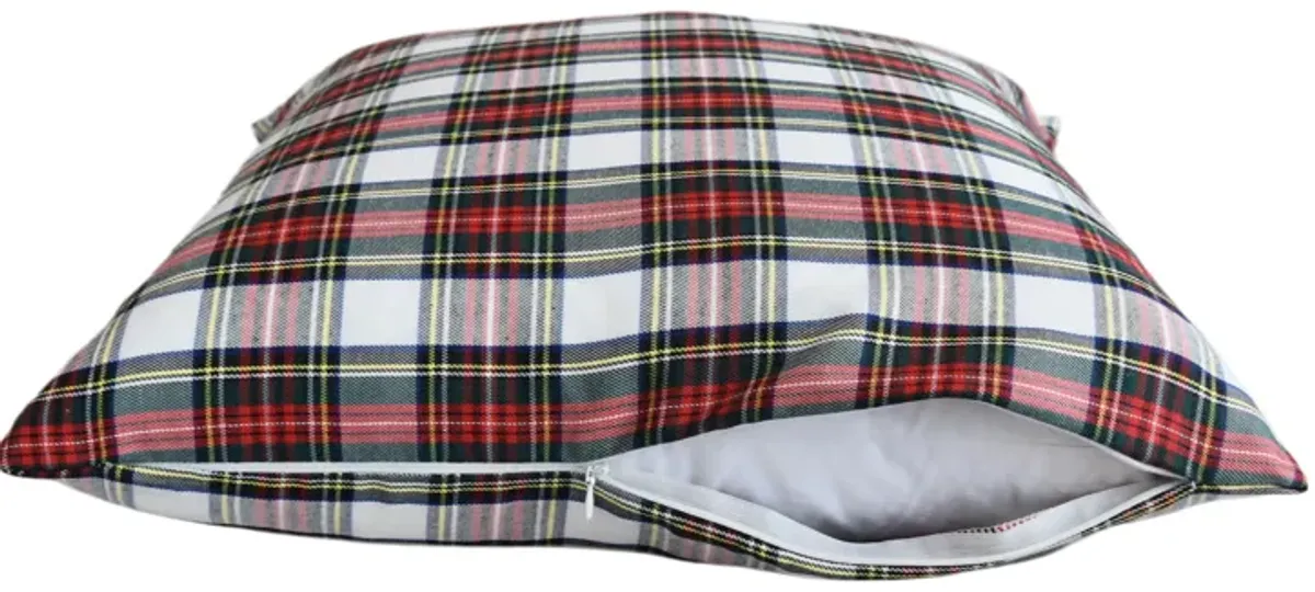 Red Woven English Plaid Tartan Pillow