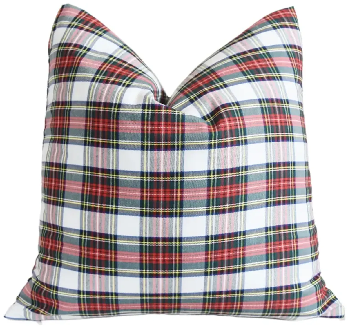 Red Woven English Plaid Tartan Pillow