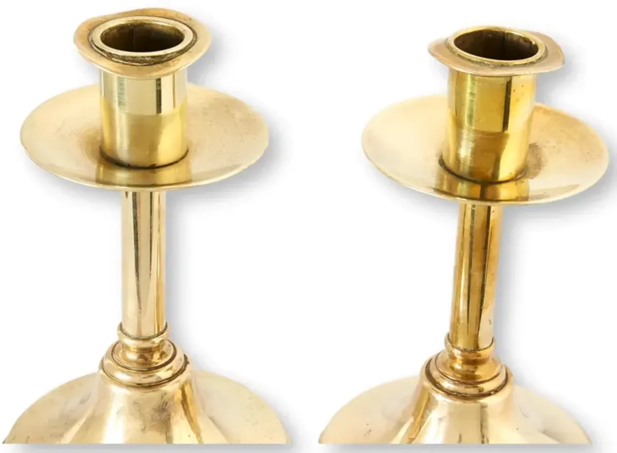 Early 19th Century Brass Candlesticks - Rose Victoria - Gold