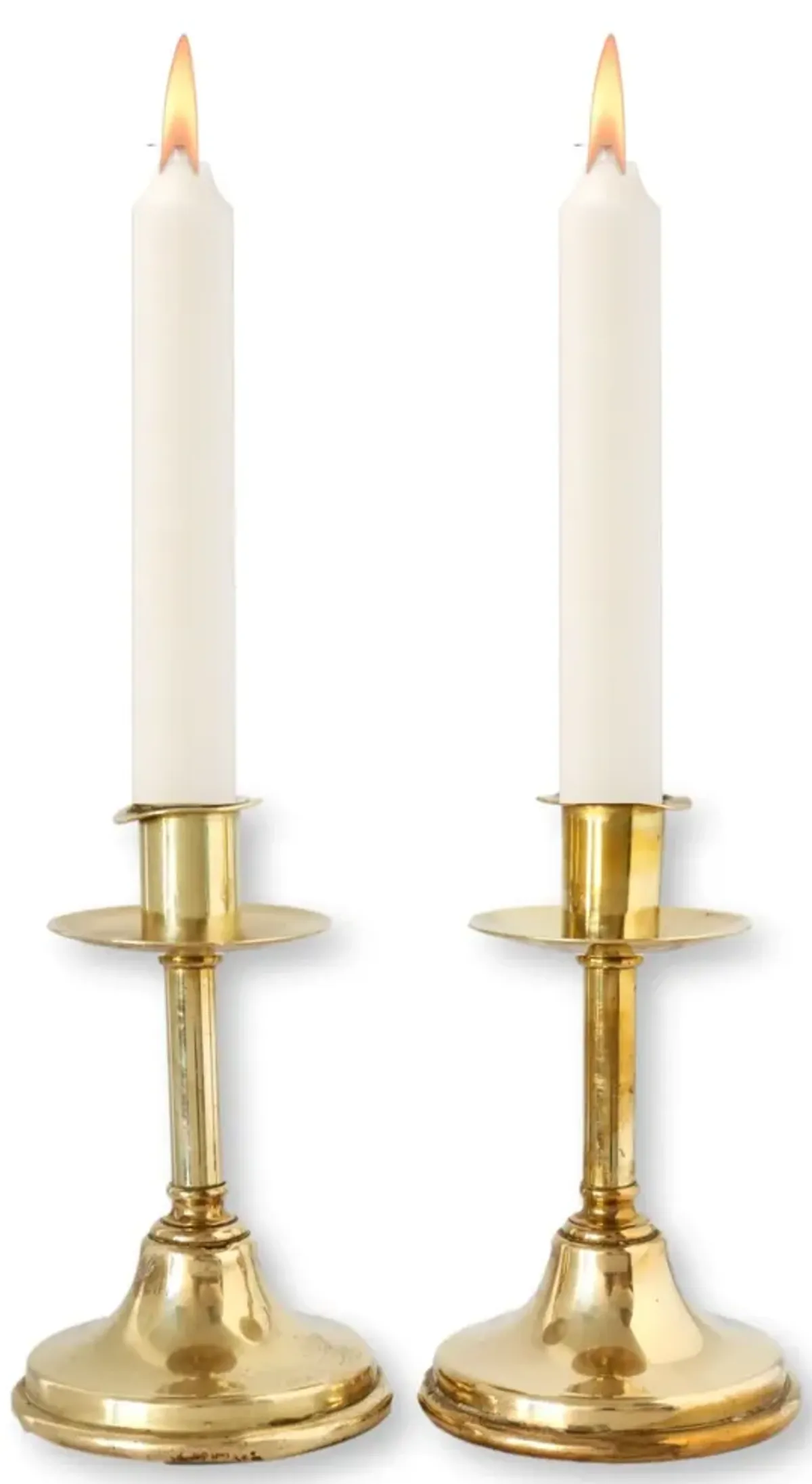 Early 19th Century Brass Candlesticks - Rose Victoria - Gold