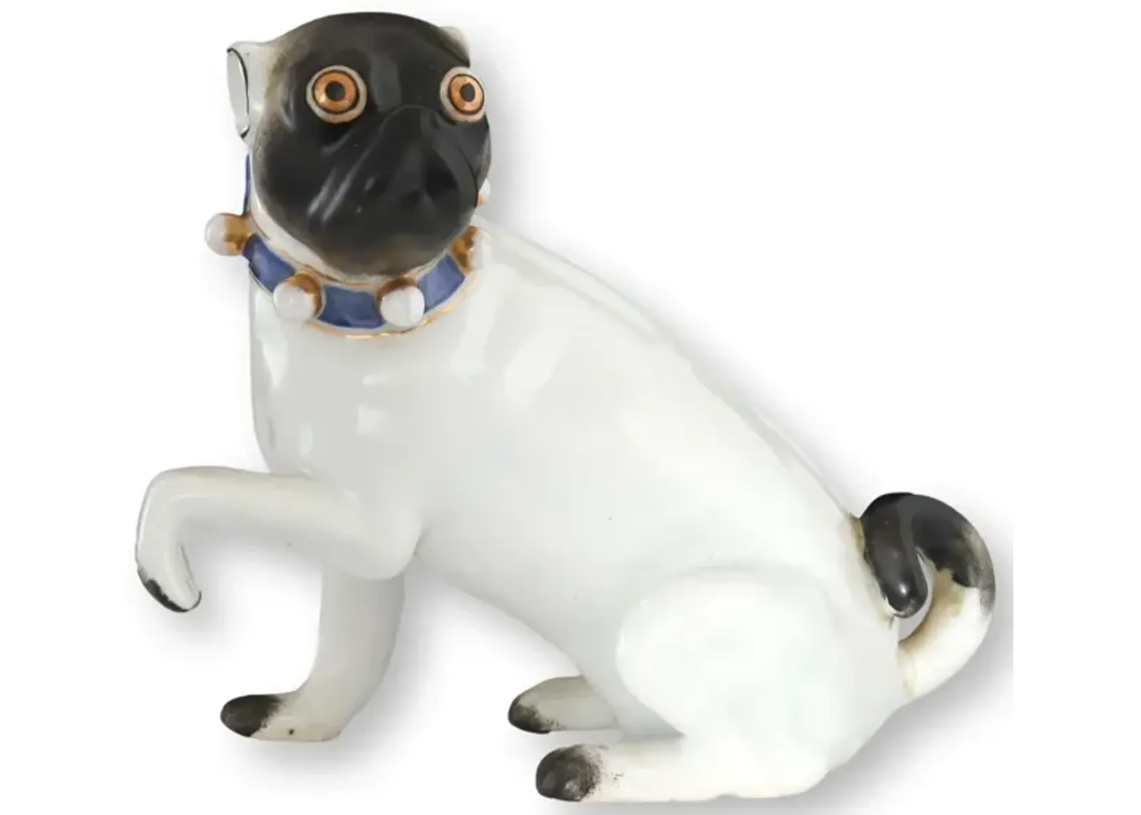 Antique Dresden Porcelain Begging Pug