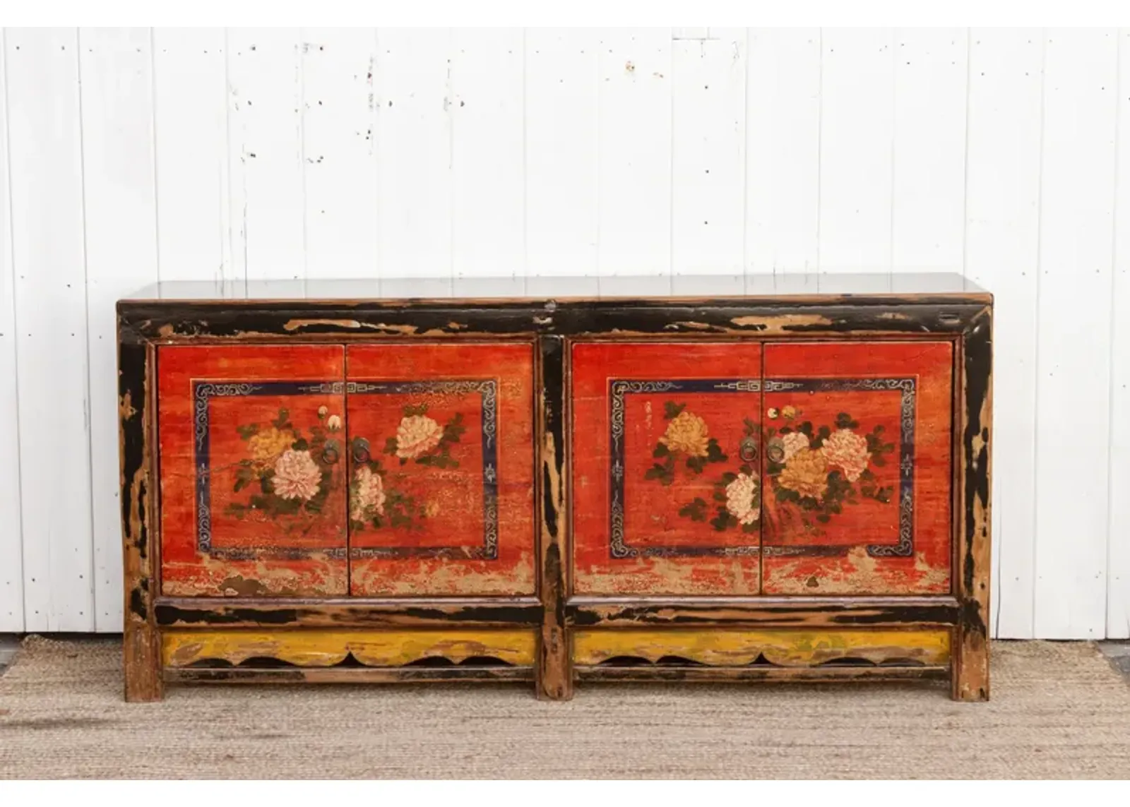 Antique 6' Floral Mongolian Sideboard