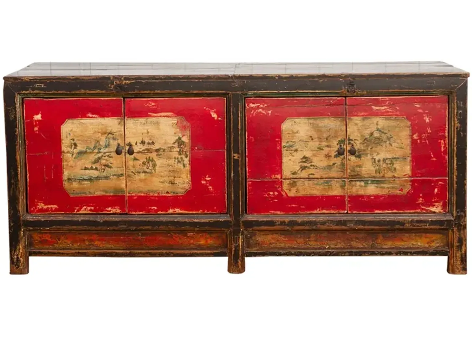 Long Painted Antique Mongolian Sideboard