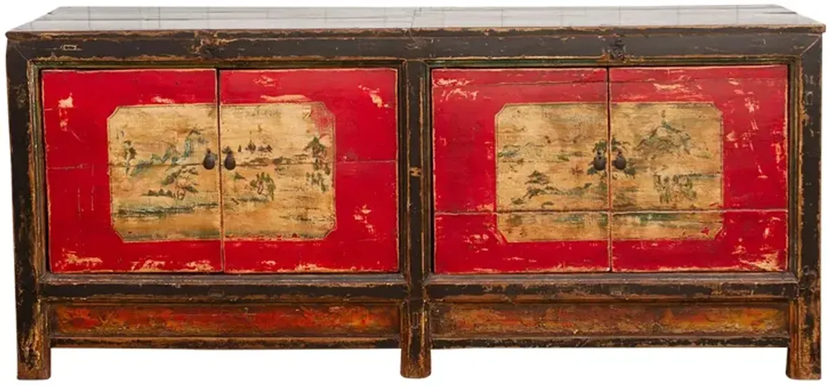 Long Painted Antique Mongolian Sideboard