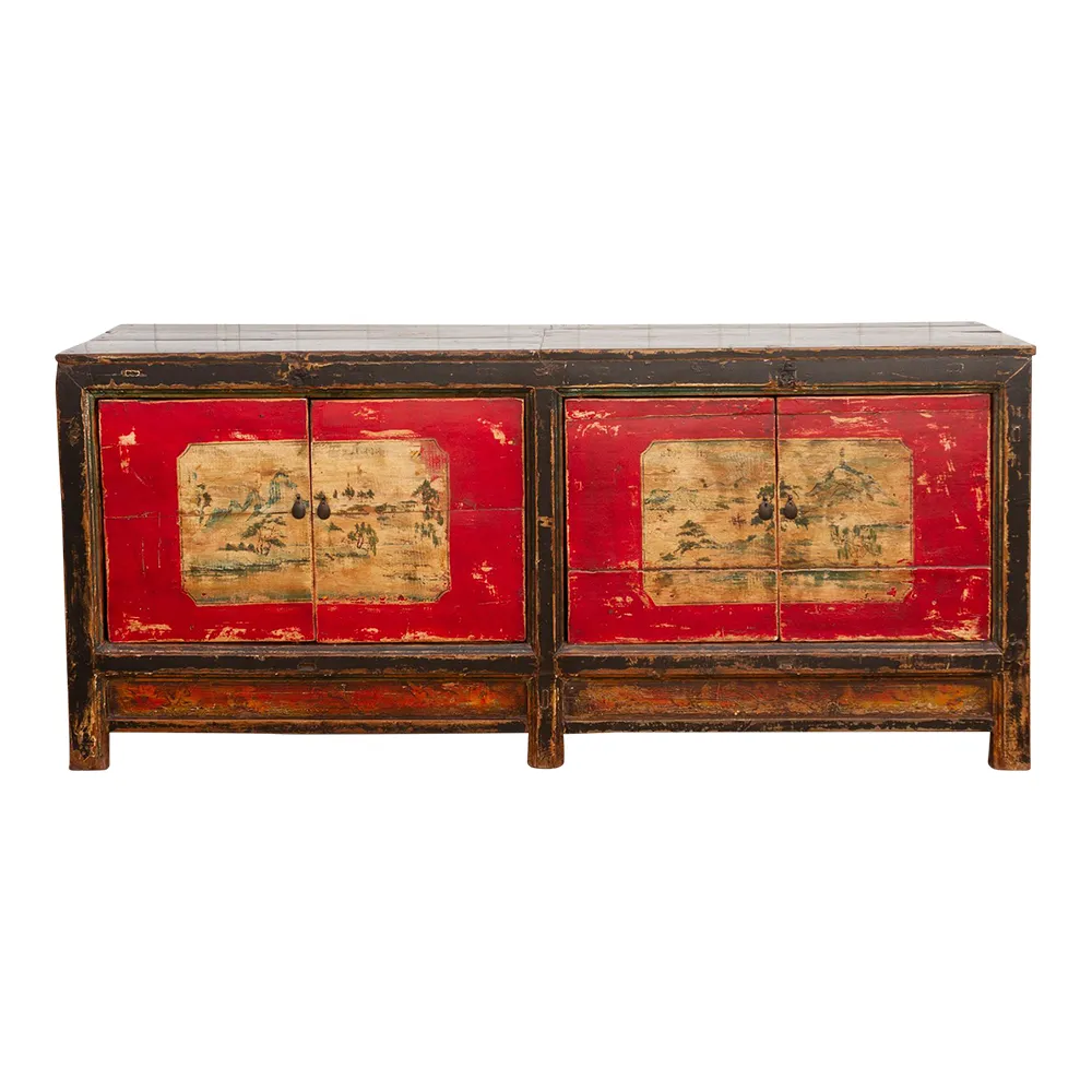 Long Painted Antique Mongolian Sideboard