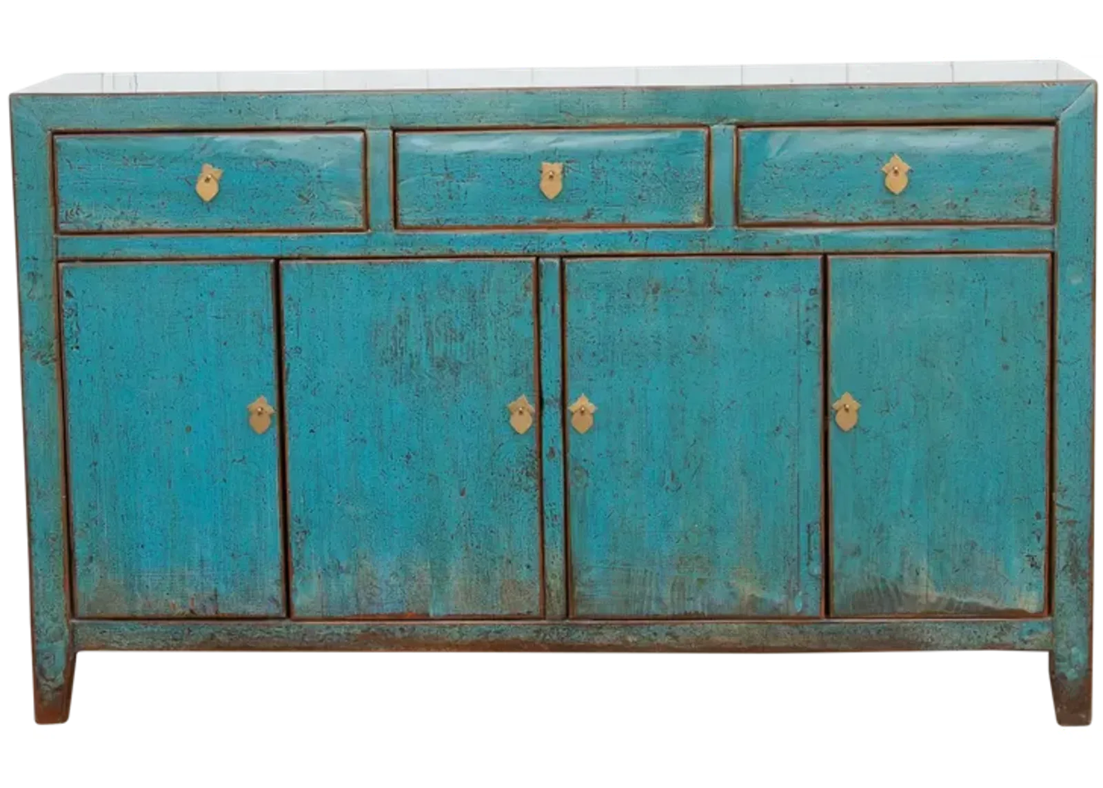 Lacquered Blue Topaz Asian Sideboard