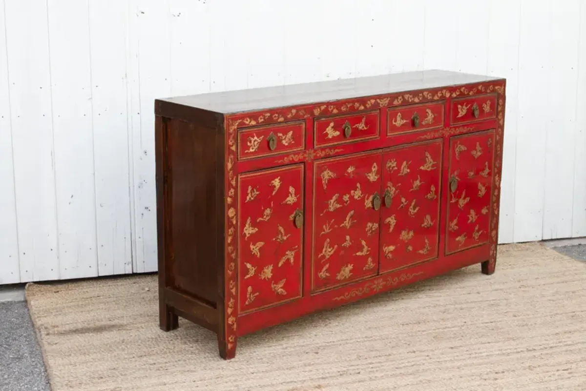 Vintage Painted Butterfly Credenza