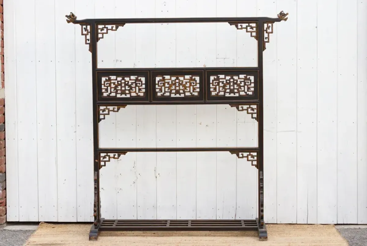 Finely Carved Lattice Wood Rack