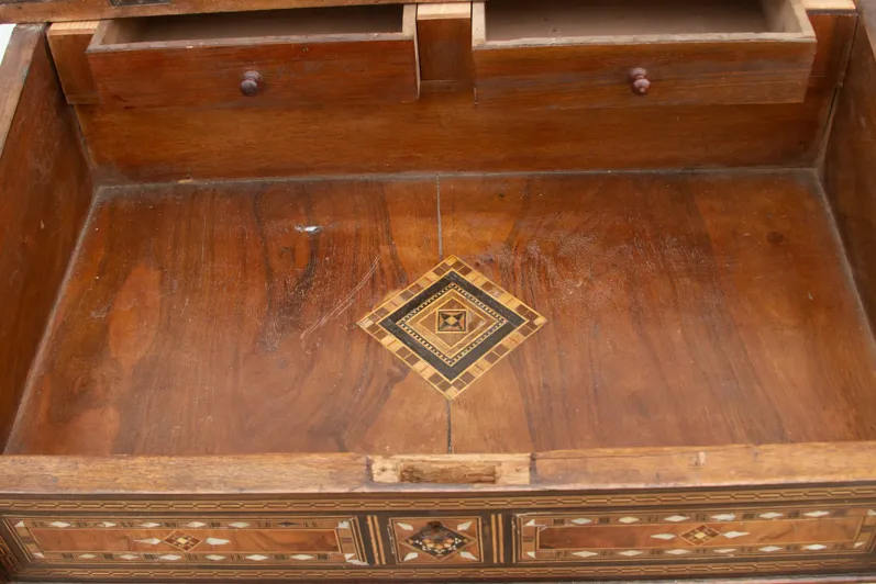 Antique Marquetry Inlay Secretary