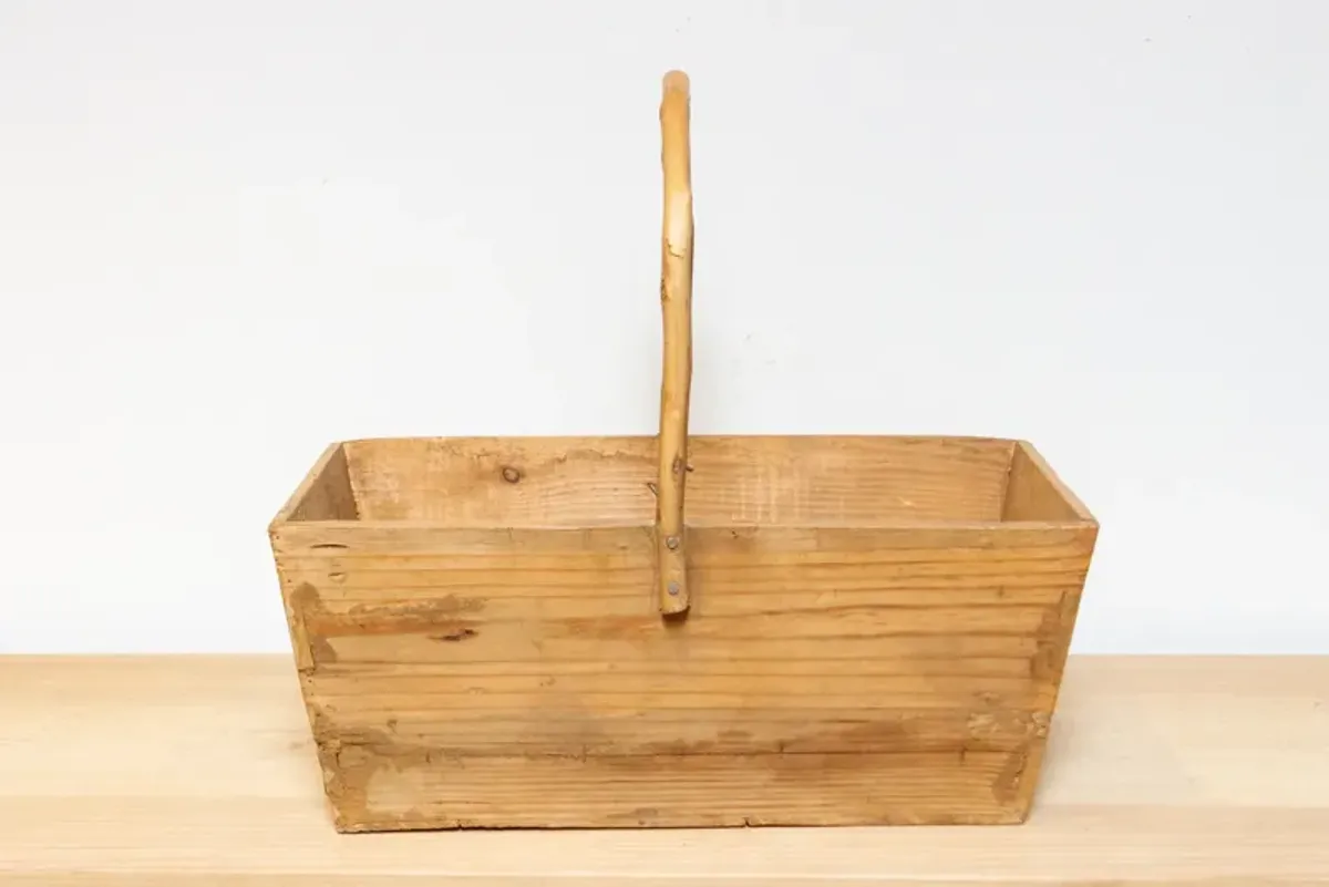 Long Farmhouse Bamboo & Wooden Basket - Handcrafted