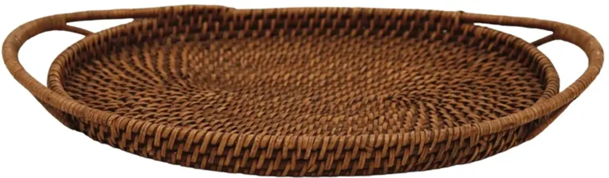 Rattan & Pine Needle Serving Trays Set of 2