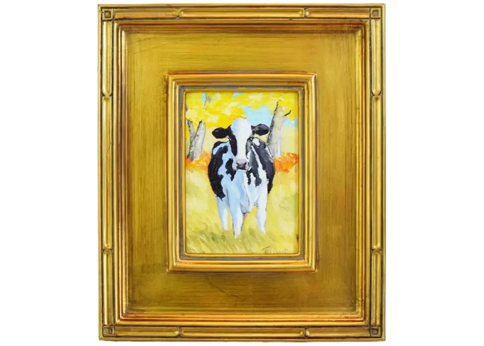 Holstein Cow Portrait Landscape Painting