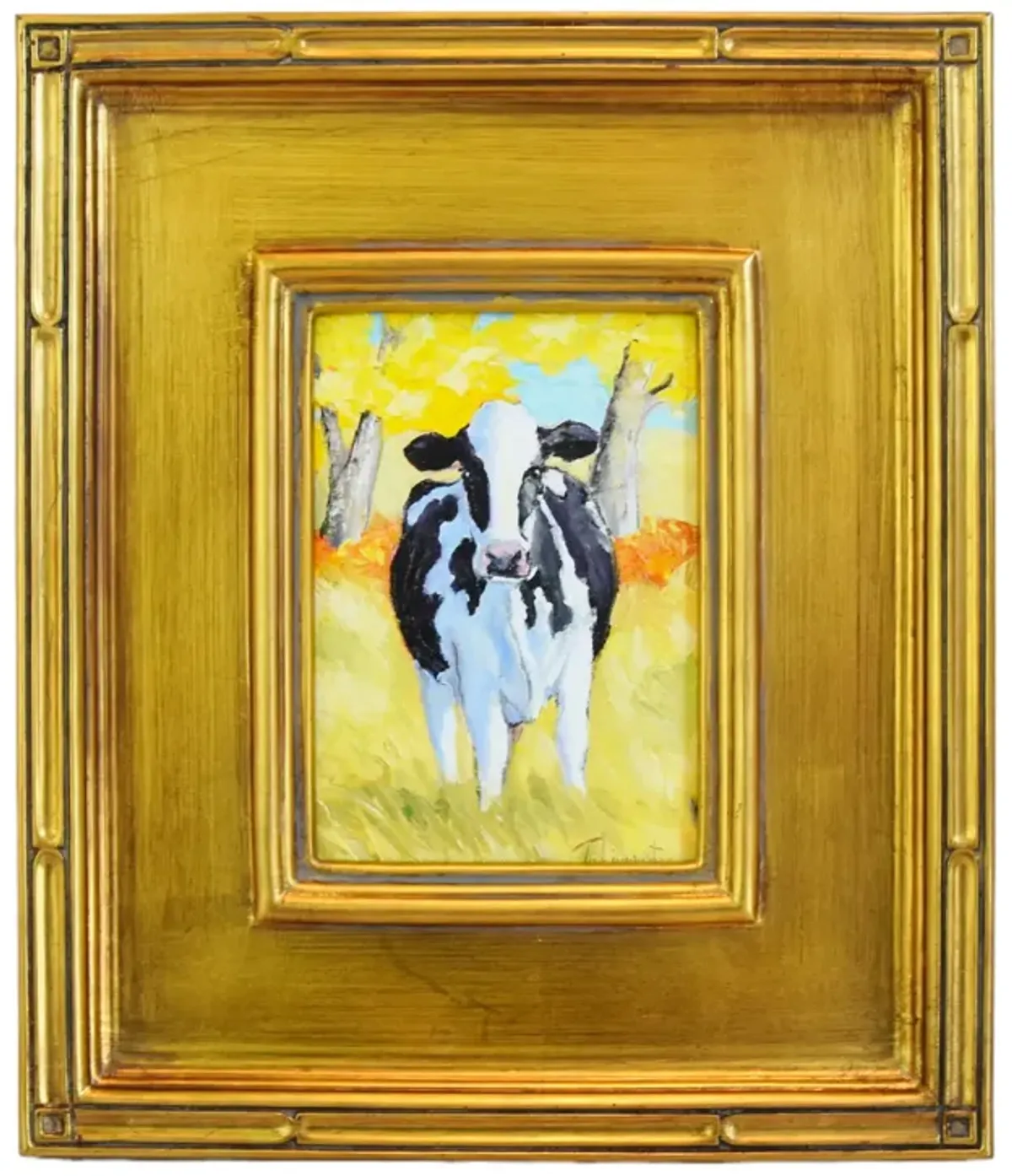 Holstein Cow Portrait Landscape Painting