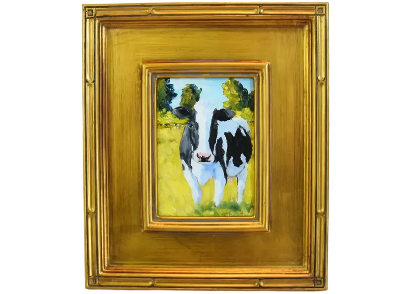 Holstein Cow Portrait Landscape Painting