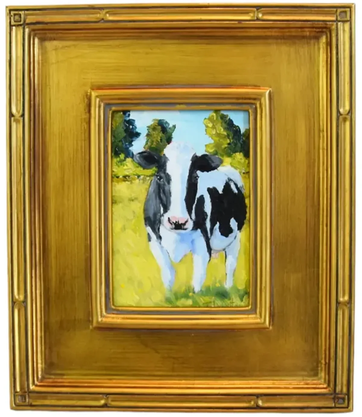 Holstein Cow Portrait Landscape Painting