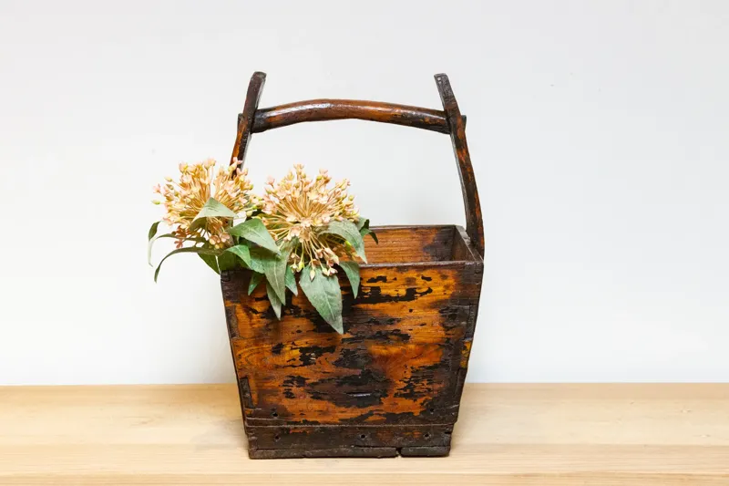 Weathered Wooden Asian Basket