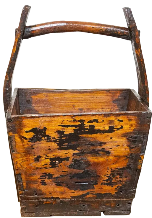 Weathered Wooden Asian Basket