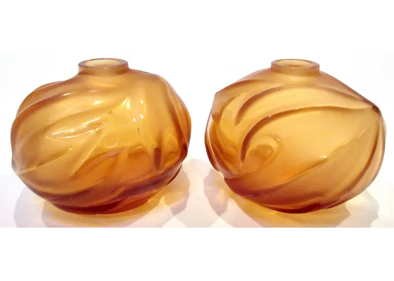 Lalique French Crystal Vases Pair