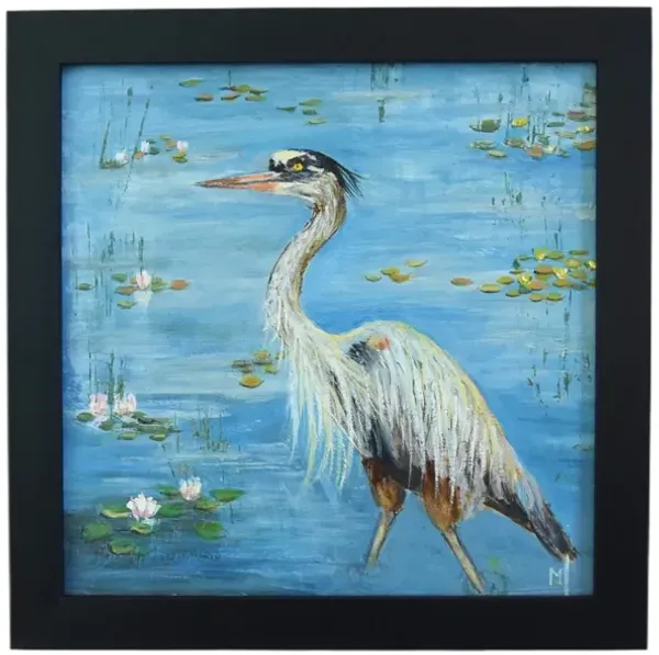 Wildlife Heron in Lake or Pond Painting