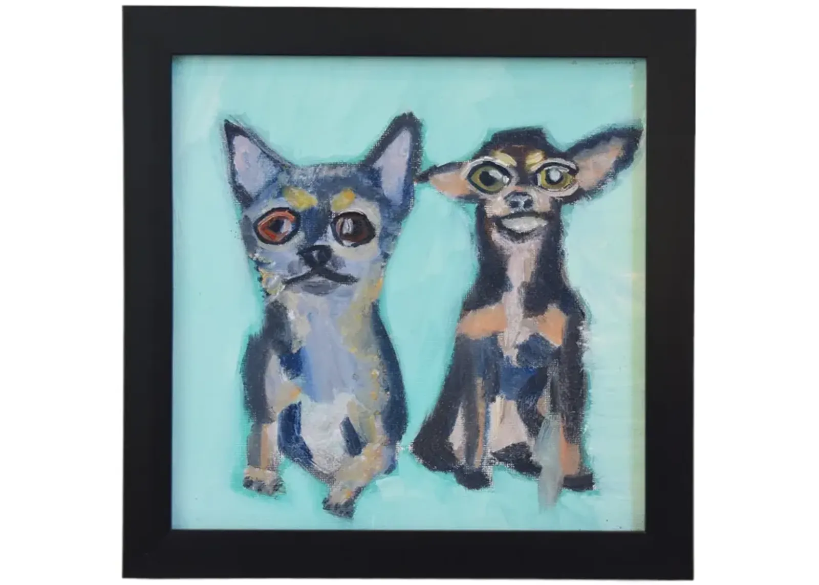 Puppy Friends Folk Art Oil Painting