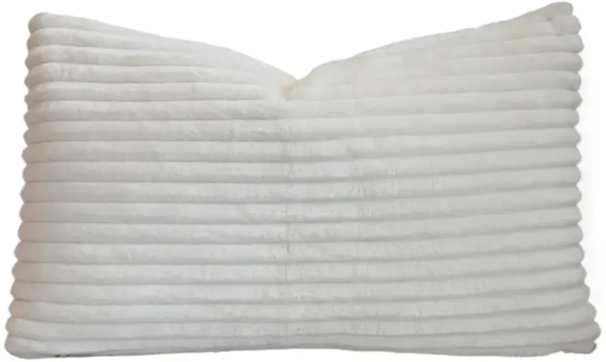 Creamy White Soft Plush Ribbed Pillow