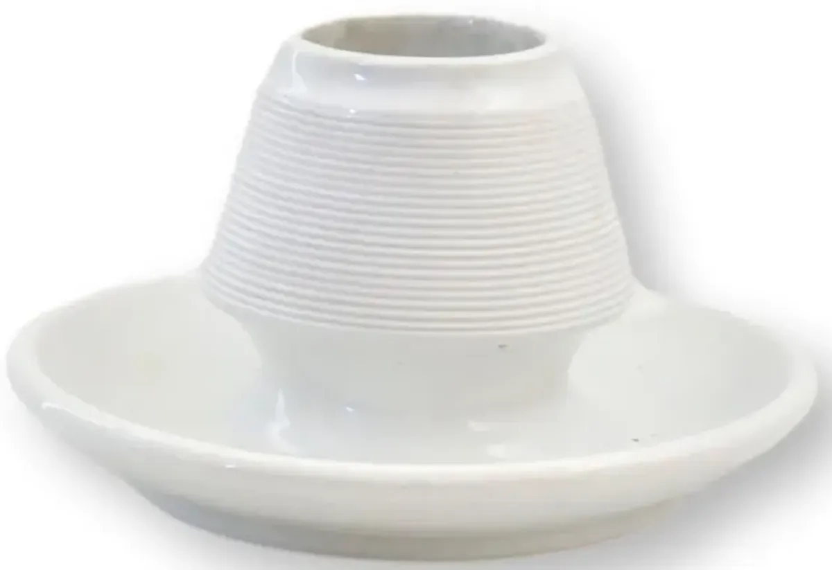 Antique French Porcelain Match Striker - Rose Victoria - White