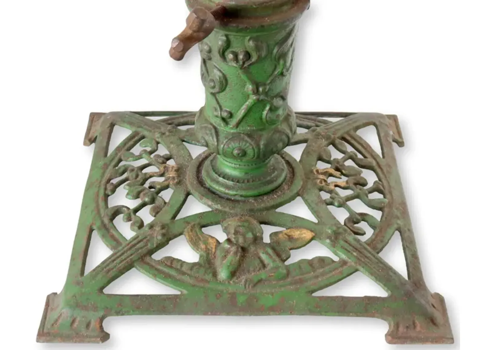 Antique Cast Iron Art Nouveau Tree Stand - Green