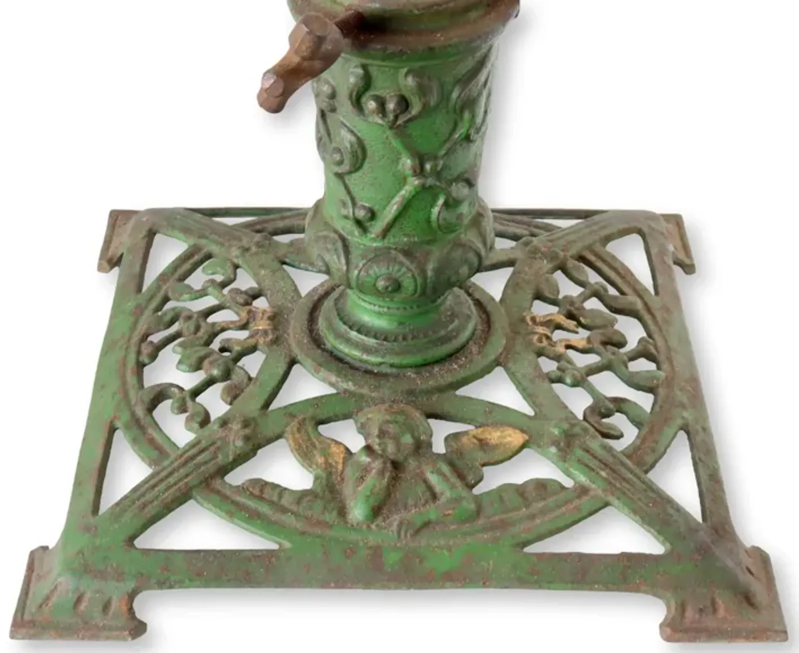 Antique Cast Iron Art Nouveau Tree Stand - Green