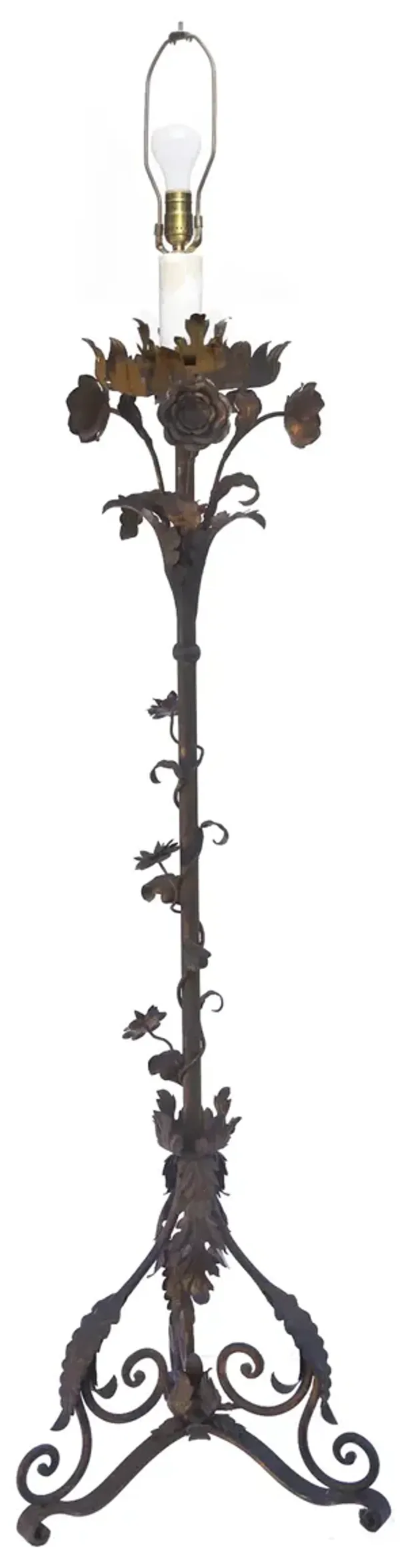 Italian Iron Floor Lamp Rusty Finish - Fleur de Lex Antiques