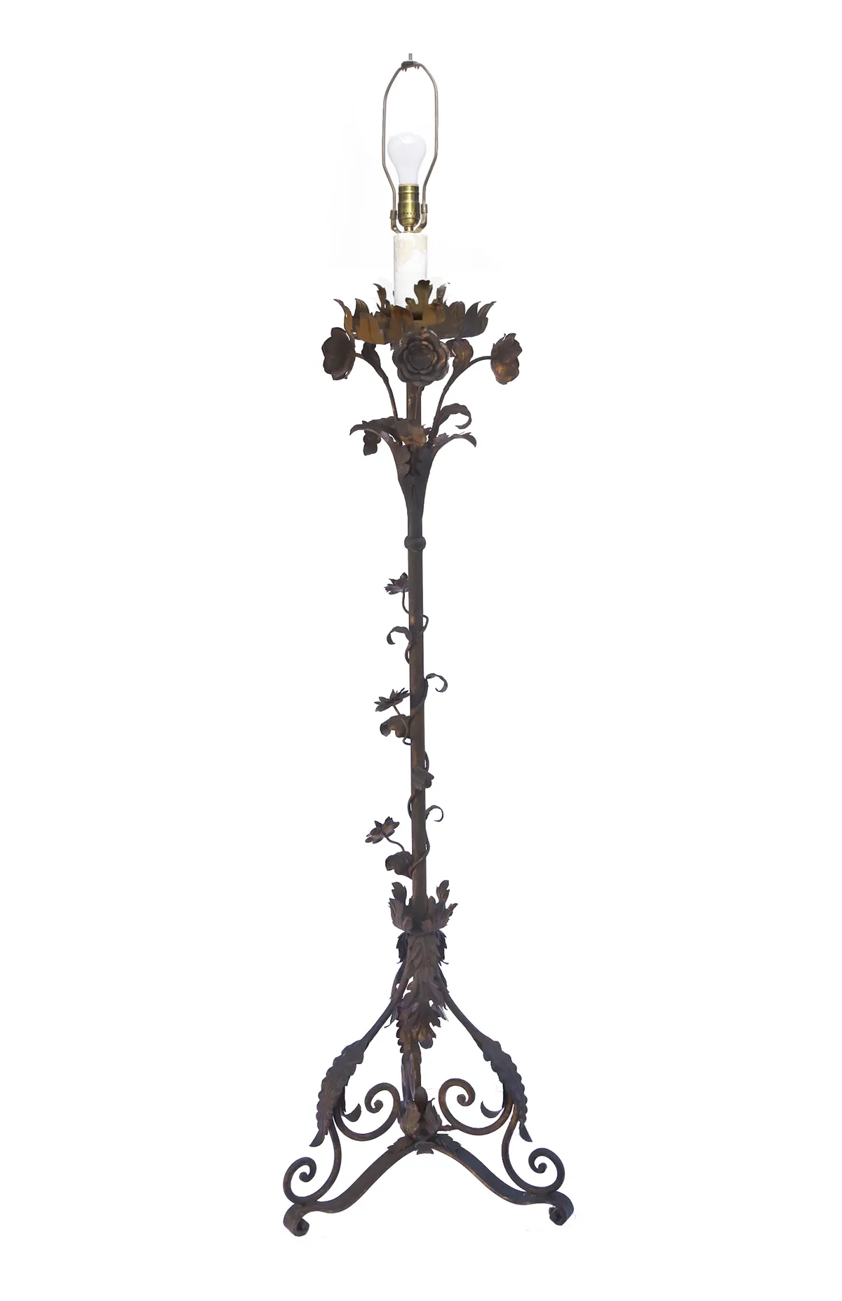 Italian Iron Floor Lamp Rusty Finish