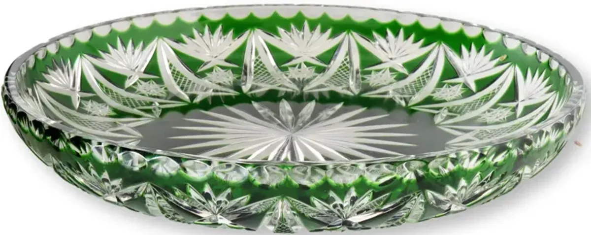 Midcentury Nachtmann Green Crystal Bowl