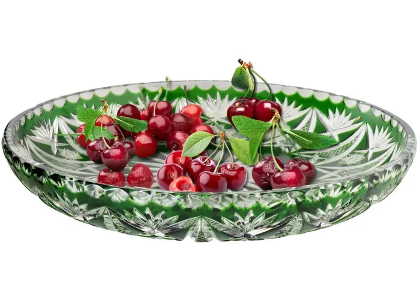 Midcentury Nachtmann Green Crystal Bowl