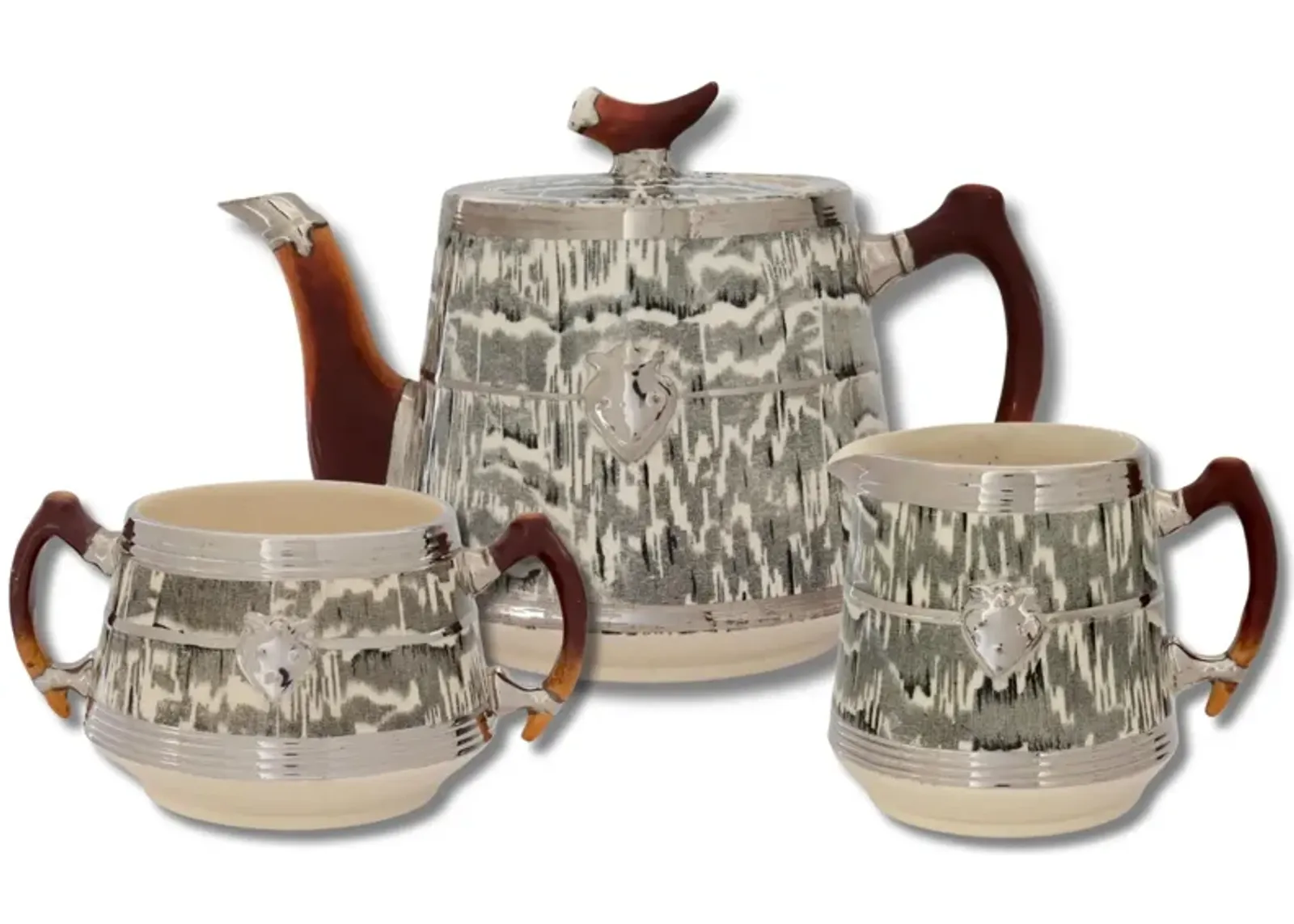 Wood's Silver Shield Faux Bois Tea Set