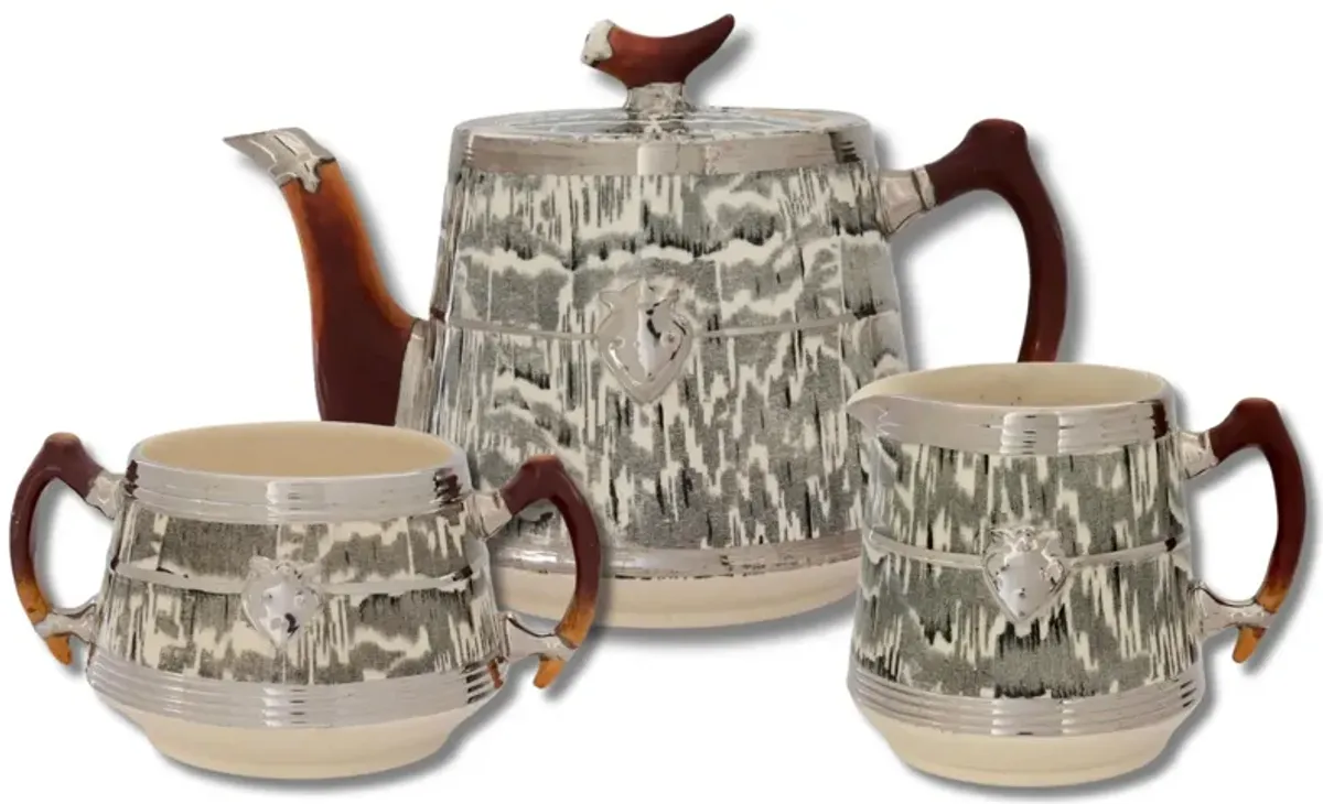 Wood's Silver Shield Faux Bois Tea Set