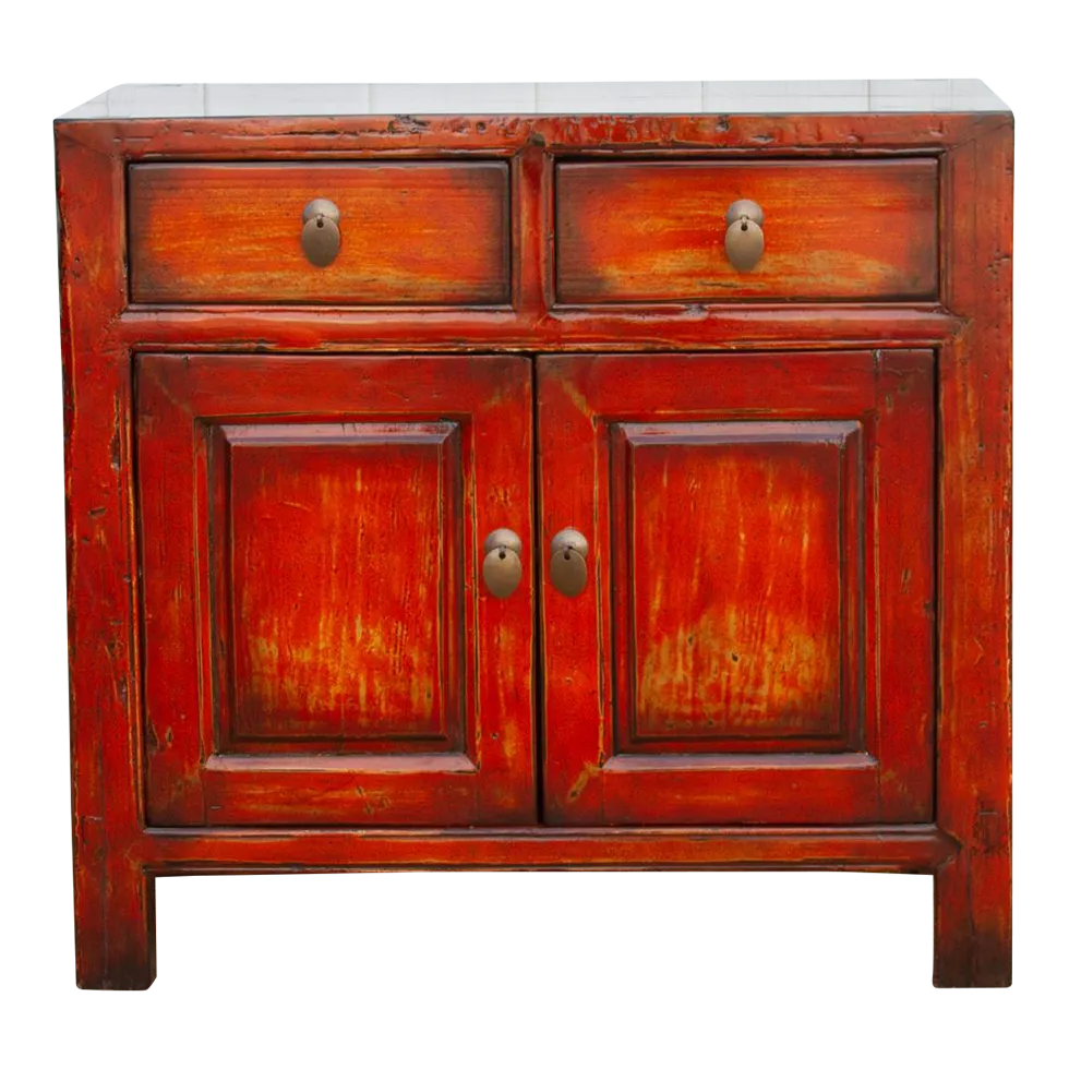 Cherry Red Painted Buffet Cabinet