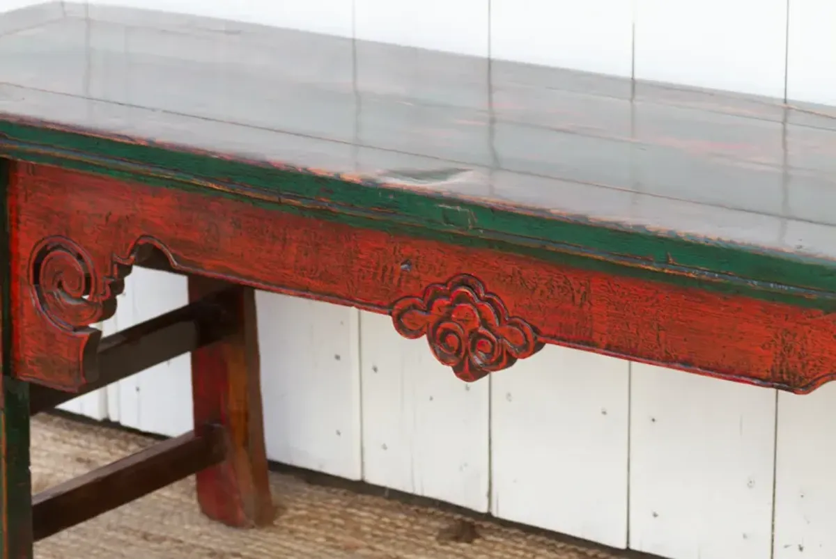 Primitive Painted Lacquered Gansu Bench