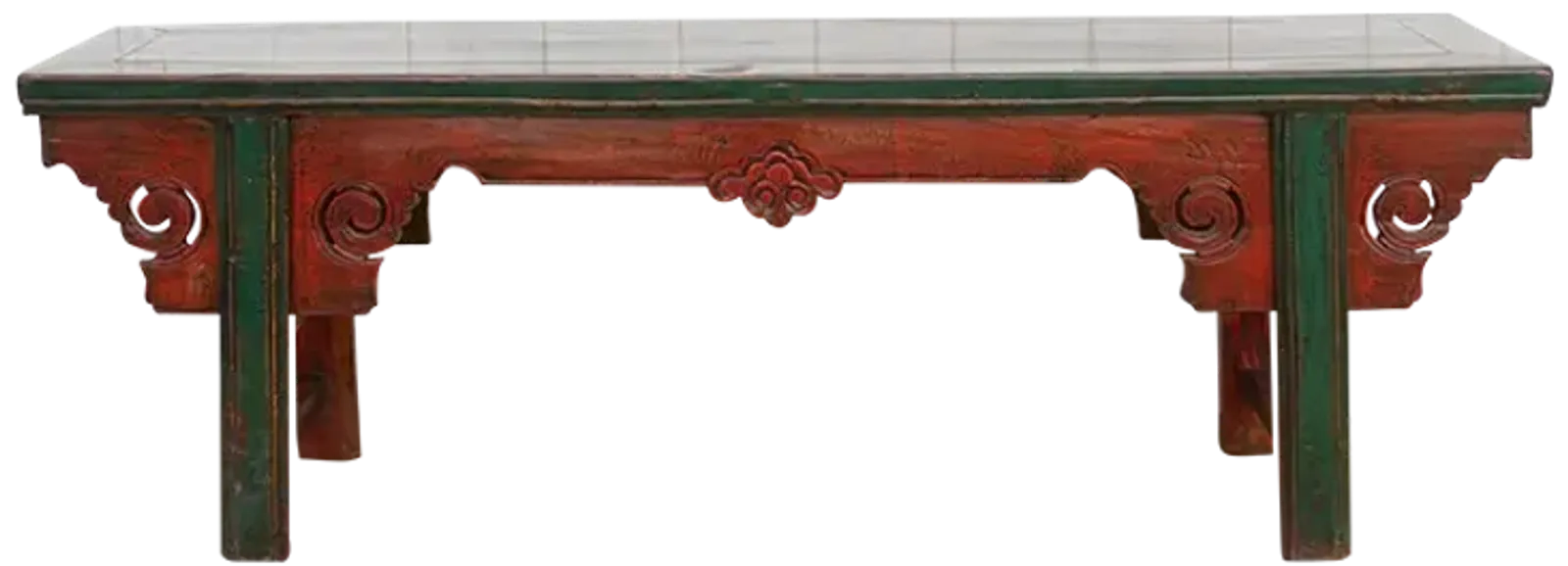 Primitive Painted Lacquered Gansu Bench