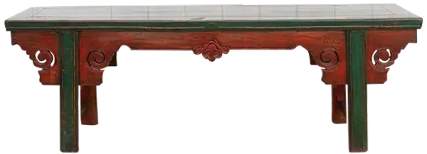 Primitive Painted Lacquered Gansu Bench - de-cor