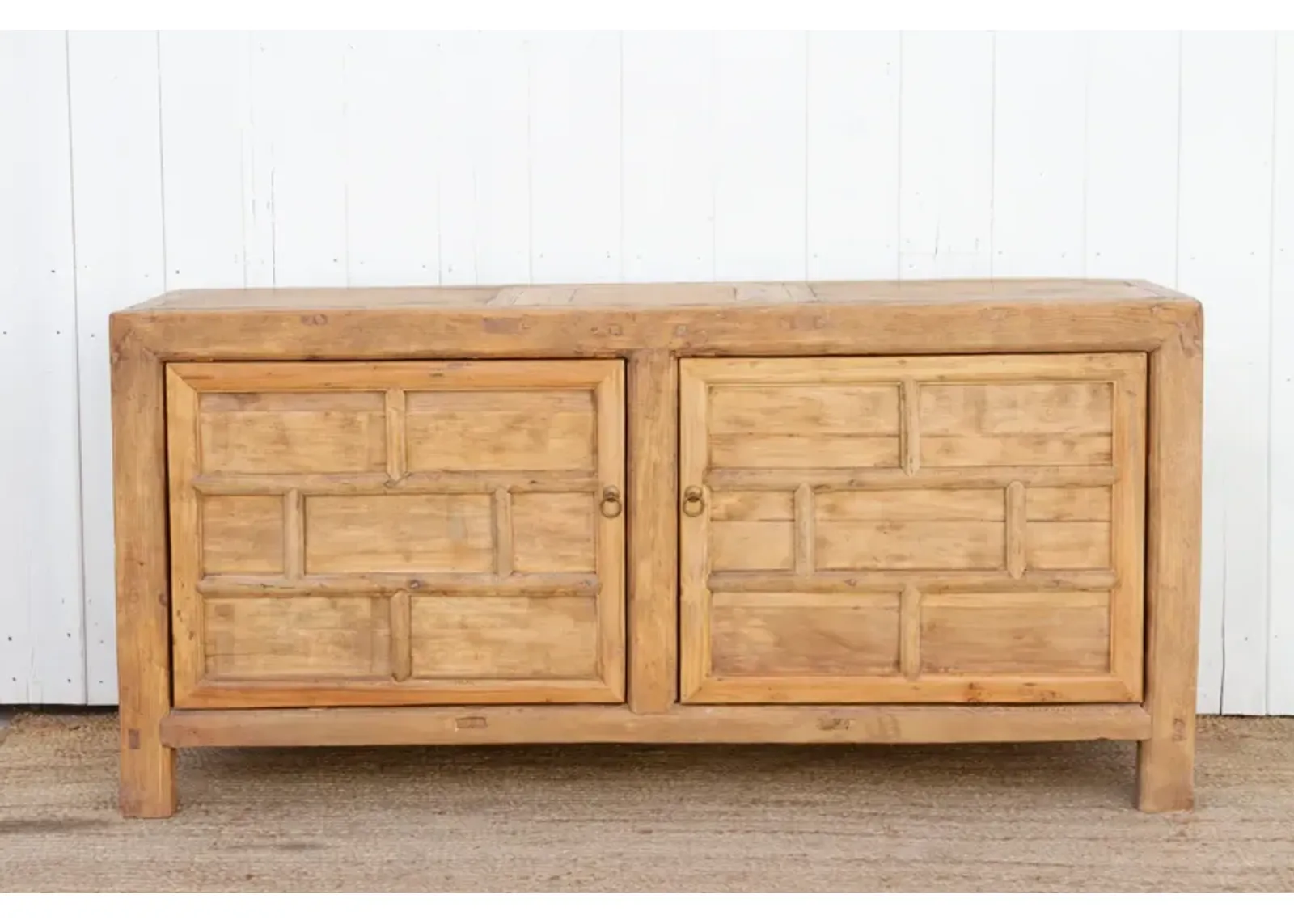 Old Bleached Wood 2-Door Lattice Cabinet