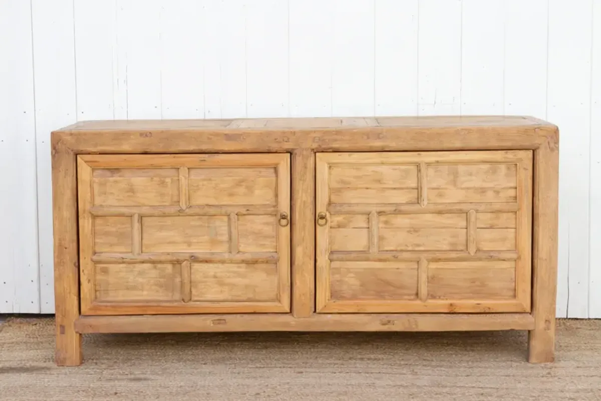 Old Bleached Wood 2-Door Lattice Cabinet