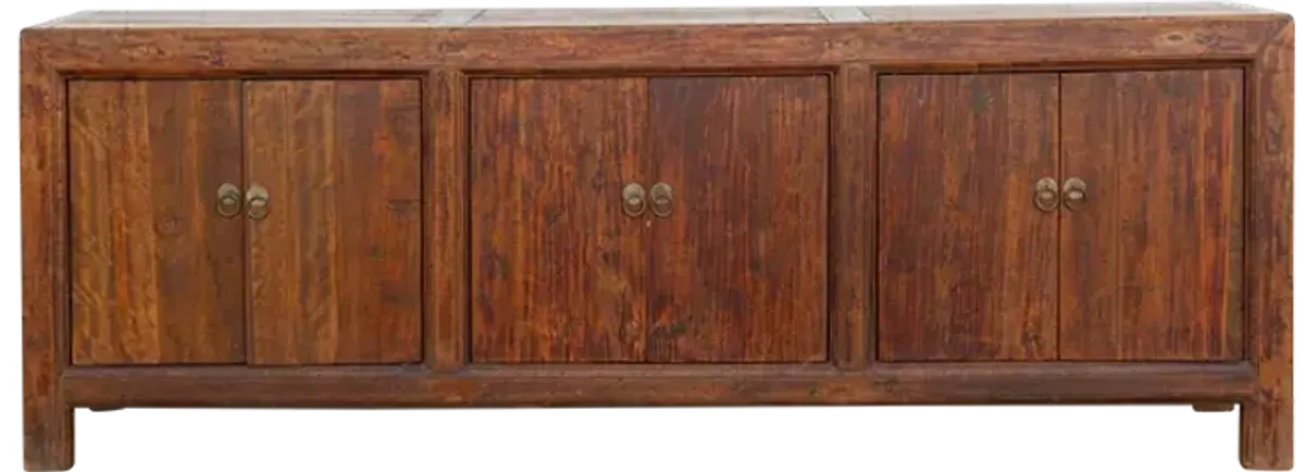 Long Patinated Walnut Country Sideboard