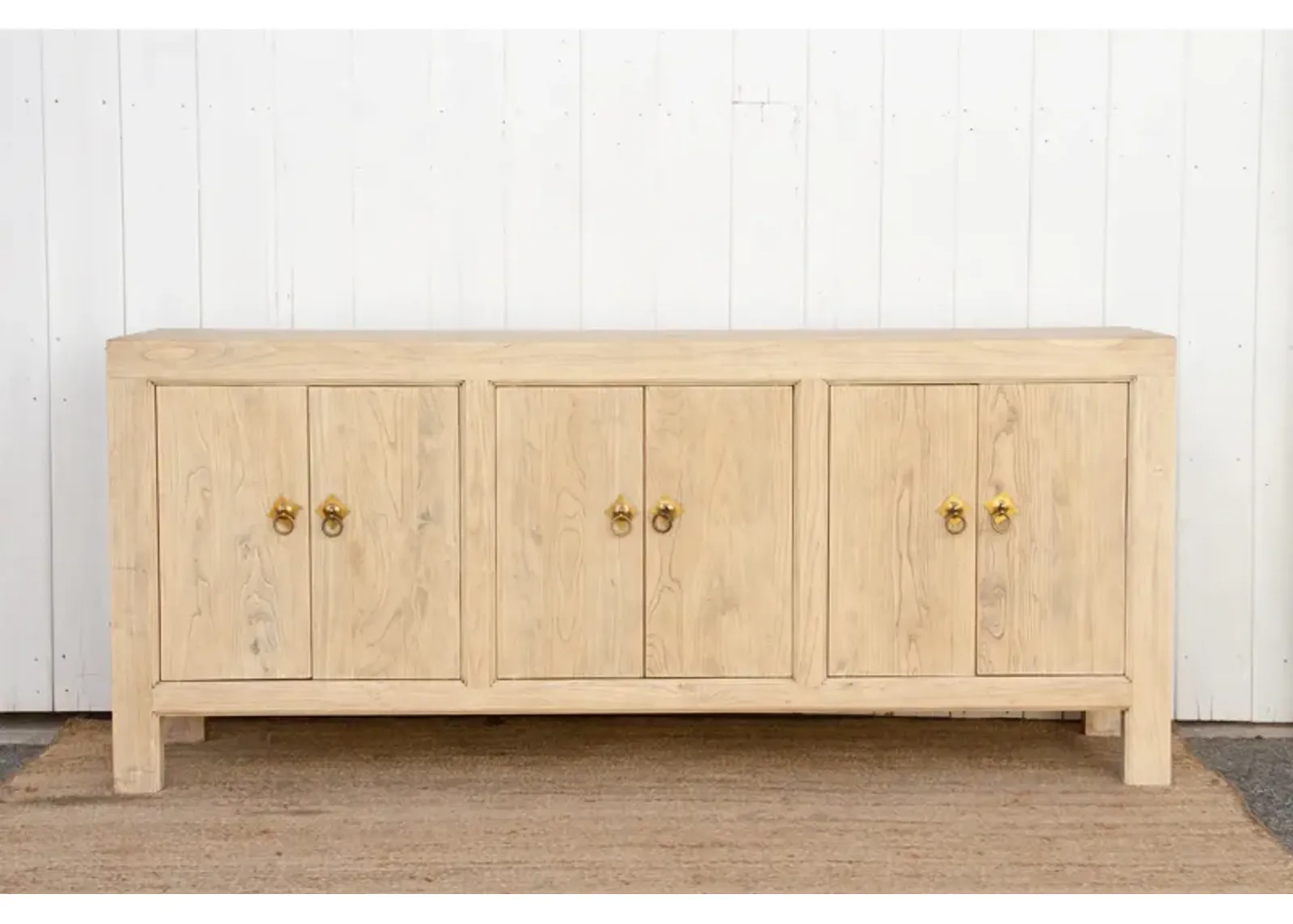 Long Rustic Bleached Elm Sideboard